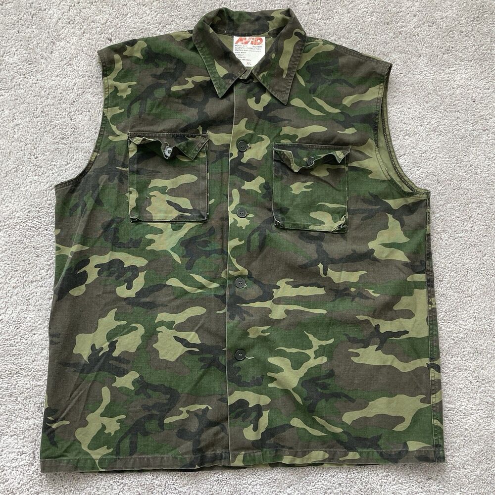 Avid Outdoor Shirt Mens XL Trail Cover Camouflage Sleevless Button Up Model 4331